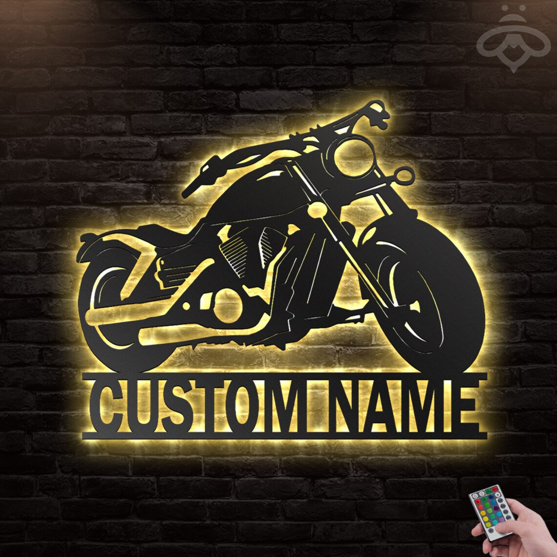 Custom Motorcycle Metal Wall Art With Led Lights Personalized Etsy