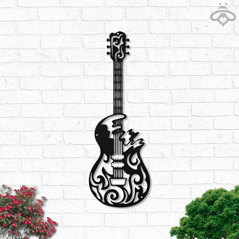Guitar Metal Wall Art With Led Lights Guitar Player Name Sign Etsy
