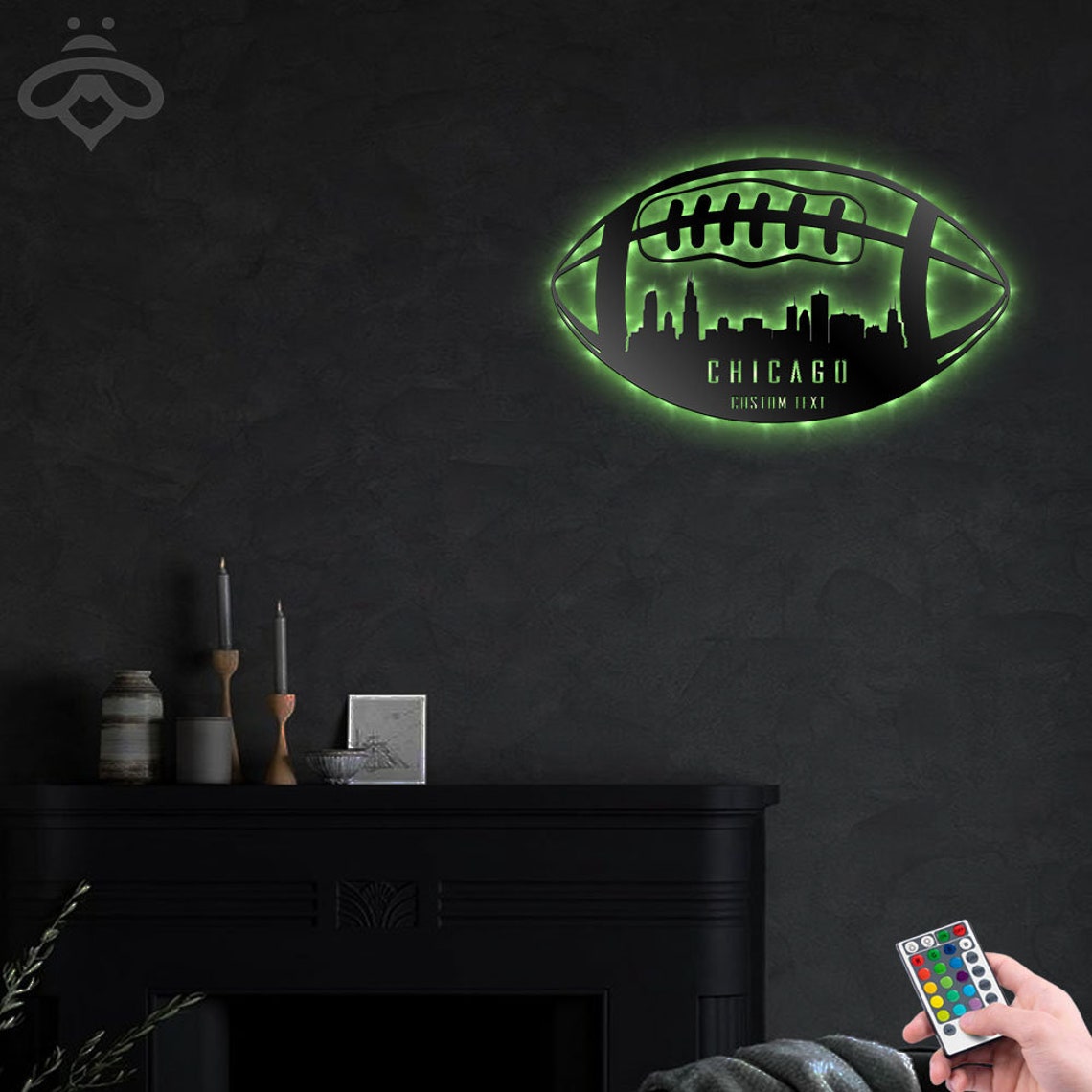 Custom Chicago Football Metal Wall Art With Led Lights Etsy