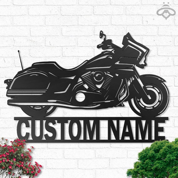 Custom Motorcycle Metal Wall Art With Led Lights Personalized Etsy