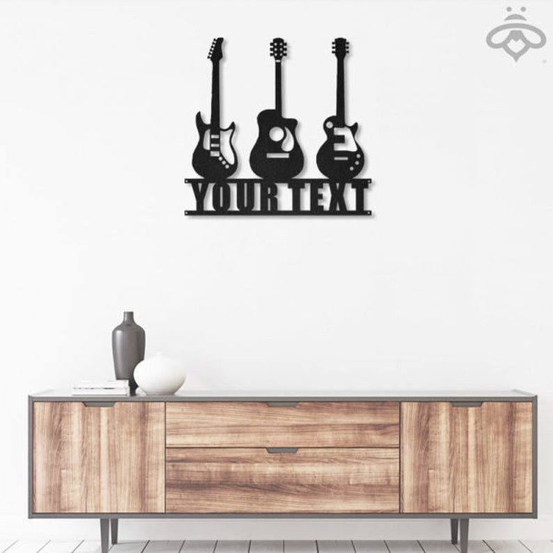 Custom Guitar Metal Wall Art With Led Lights Personalized Etsy