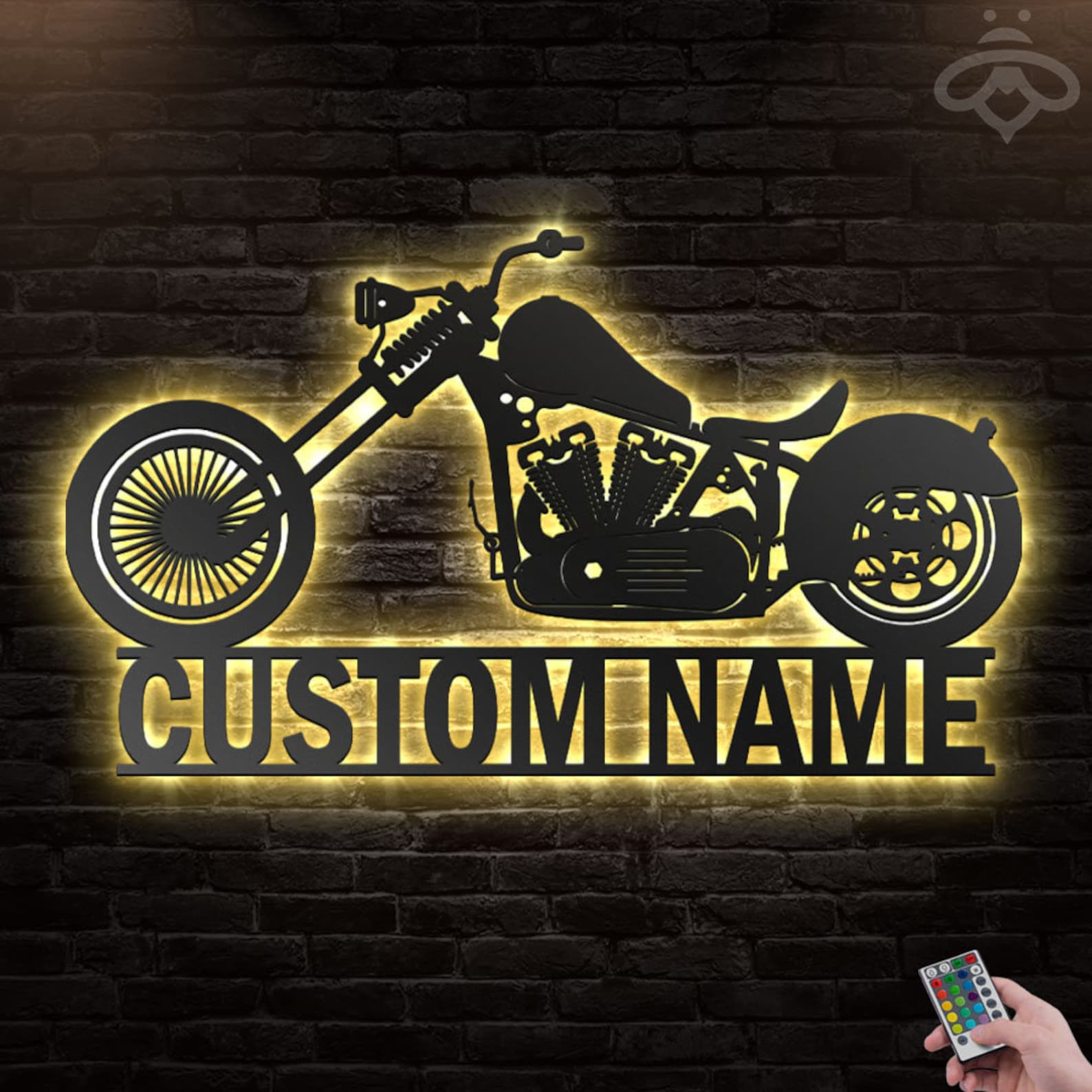 Custom Motorcycle Metal Wall Art With Led Lights Personalized Etsy