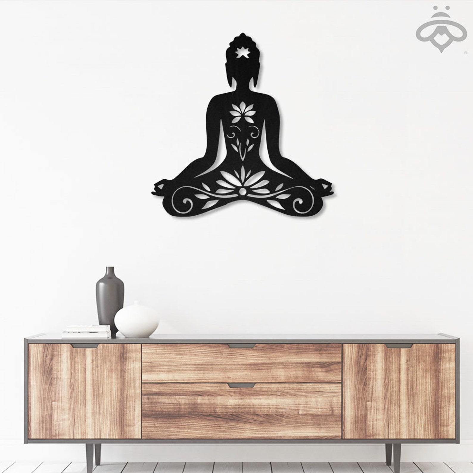 Buddha Yoga Metal Wall Art With Led Lights Gift Buddhist Etsy