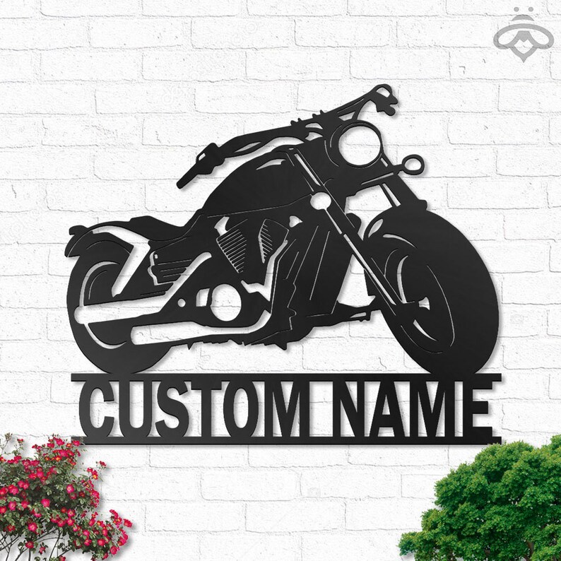 Custom Motorcycle Metal Wall Art With Led Lights Personalized Etsy
