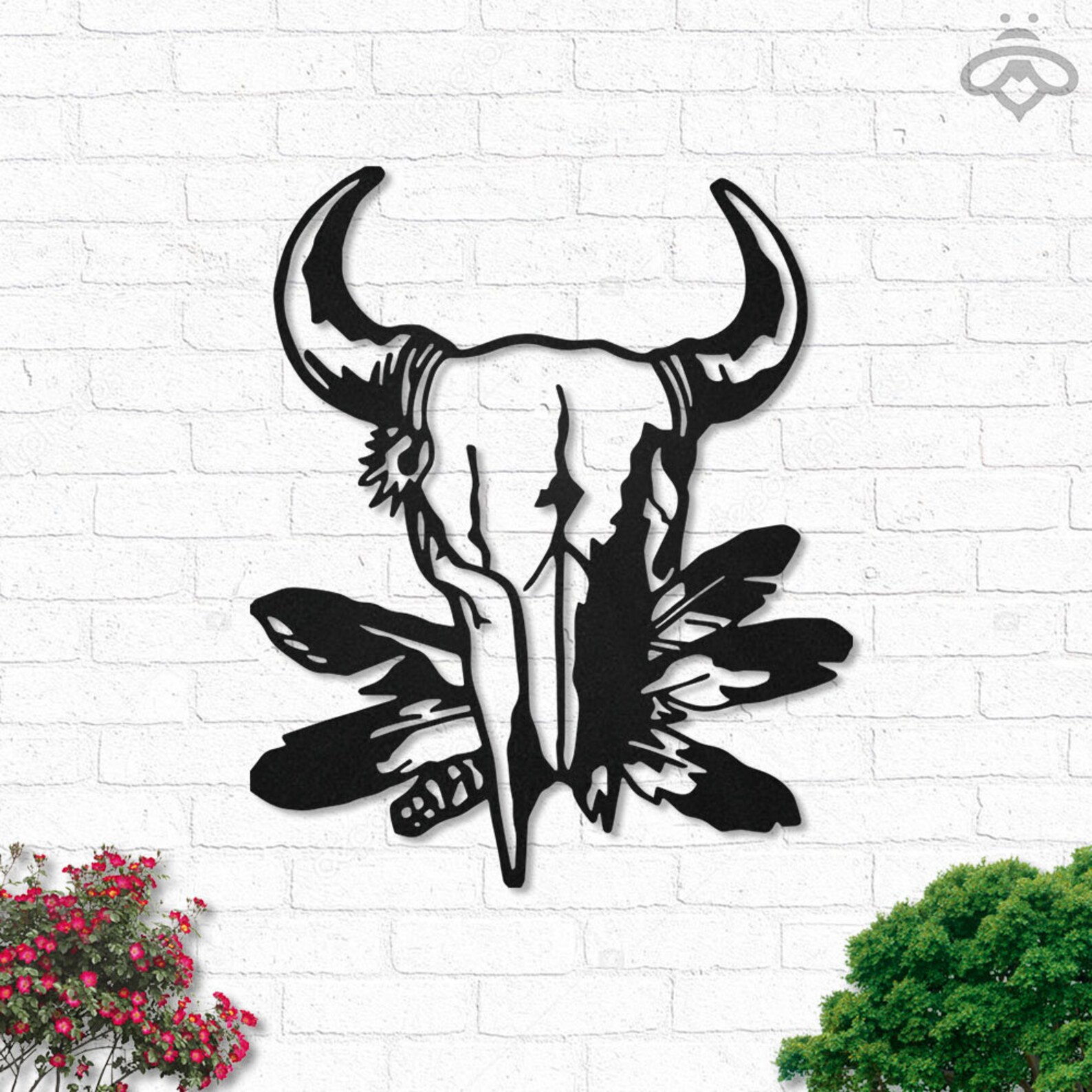Bull Skull Metal Wall Art With LED Lights Cow Skull Black Etsy