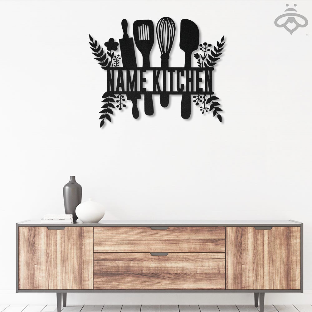 Custom Kitchen Metal Wall Art With Led Lights Personalized Etsy