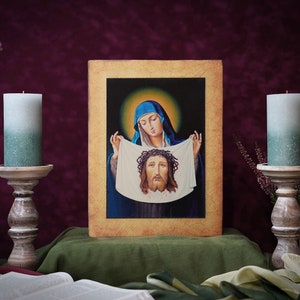 Icoon Saint Veronica Véronica veronic Handgemaakt Icoon Icona perfect cadeau, religieuze afbeelding, mooi icoon, religieus icoon, doopcadeau