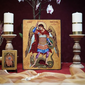 Icon ARCHANGEL MICHAL Hand made Ikonen Icoon  Ikone perfect present, religious picture, beautiful icon, religious icon, Baptism gift