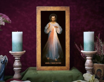Icon JESUS CHRIST MERCIFUL Vilnius divine mercy perfect present, religious picture, wedding gift, baptism gift, First Communion gift