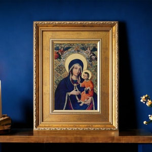 Painting Our Lady of Gietrzwałd made Image Bild handmade icon, perfect present, religious picture, beautiful icon, religious icon