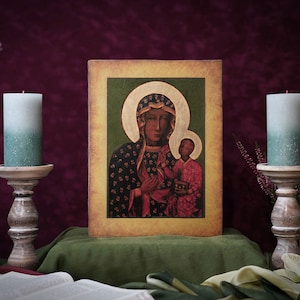 Icon Our Lady of Częstochowa made Ikonen  Ikone Patron handmade icon, perfect present, religious picture, beautiful icon, religious icon