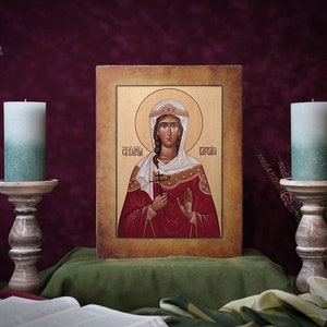Icon Saint Barbara Hand made Ikonen Icoon Ikone Patron handmade icon, perfect present, religious picture, beautiful icon, religious icon