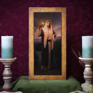 Icon  Lord Jesus with light  Hand made perfect present, religious picture, wedding gift, baptism gift, First Communion gift