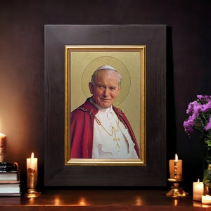 Image faite à la main du pape Jean-Paul II Image Bild icône faite main, cadeau parfait, image religieuse, belle icône, icône religieuse