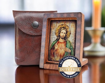Icon travel HEART OF JESUS Hand made Ikonen Icoon Ikone, handmade icon, perfect present, religious picture, beautiful icon, religious icon