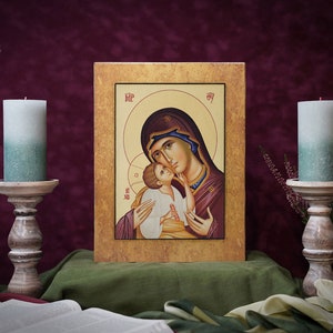 Icon Our Lady with Child Hand made Ikonen Icoon  Ikone perfect present, religious picture, beautiful icon, religious icon, wedding gift