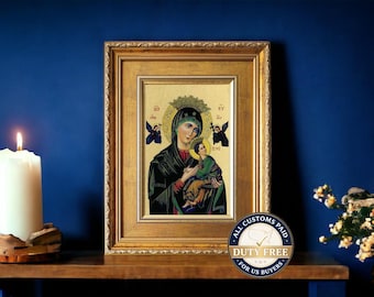 Virgin Mary Icon Painting. Our Lady of Perpetual Help Hand Painted Icon ...