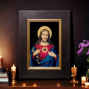 Painting Heart of Jesus Hand made Image Bild handmade icon, perfect present, religious picture, beautiful icon, religious icon