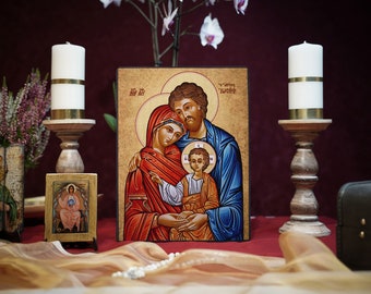 Icon HOLY FAMILY Hand made Ikonen Icoon  Ikone handmade icon, perfect present, religious picture, beautiful icon, religious icon