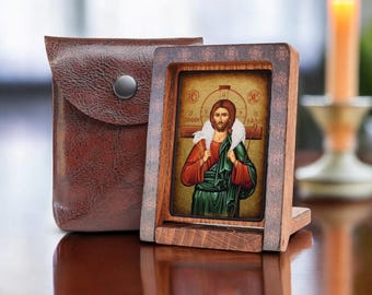Icon travel JESUS CHRIST Good Shephert Hand made perfect present, religious picture, beautiful icon, religious icon, Baptism gift