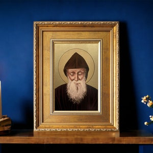 Painting Saint Charbel made Image Bild handmade icon, perfect present, religious picture, beautiful icon, religious icon