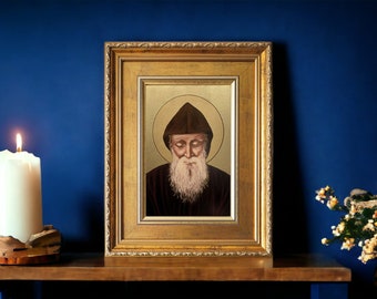 Painting Saint Charbel made Image Bild handmade icon, perfect present, religious picture, beautiful icon, religious icon