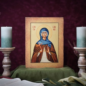 Icon Saint Laura Hand made Icoon  Ikone Icona perfect present, religious picture, beautiful icon, religious icon, Baptism gift