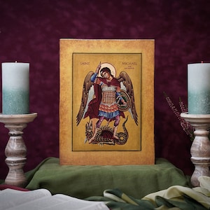 Icon Archangel Michael Hand made Ikonen Icoon  Ikone Patron perfect present, religious picture, beautiful icon, religious icon, Baptism gift