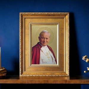 Peinture faite à la main par le pape Jean-Paul II Image Bild, icône faite main, cadeau parfait, tableau religieux, belle icône, icône religieuse