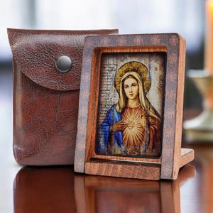 Icon travel The HEART OF MARY Hand made Icoon Ikone, handmade icon, perfect present, religious picture, beautiful icon, religious icon