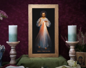 Icon JESUS CHRIST MERCIFUL Vilnius divine mercy perfect present, religious picture, wedding gift, baptism gift, First Communion gift