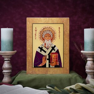 Icon Saint of the Bavaria.  Blase, Blaze Hand made Icoon  Ikone Icona perfect present, religious picture, beautiful icon, religious icon,