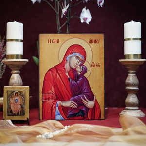 Icon Saint Anna Hand made Ikonen Icoon Ikone handmade icon, perfect present, religious picture, beautiful icon, religious icon