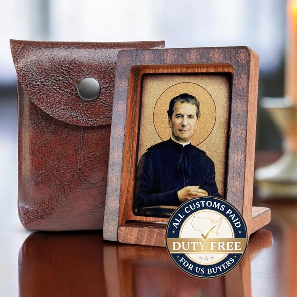 Icon travel SAINT JOHN BOSCO Hand made perfect present, religious picture, beautiful icon, religious icon, Baptism gift, Patron