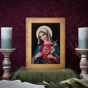 Icon The heart of Mary made Ikonen Icoon  Ikone Patron handmade icon, perfect present, religious picture, beautiful icon, religious icon