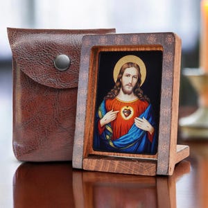 Icon travel HEART OF JESUS Hand made Ikonen Icoon Ikone, handmade icon, perfect present, religious picture, beautiful icon, religious icon