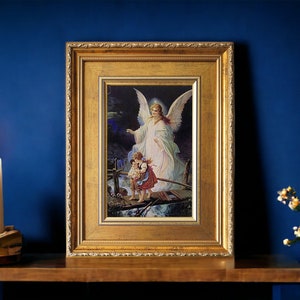 Painting Guardian Angel made Image Bild handmade icon, perfect present, religious picture, beautiful icon, religious icon