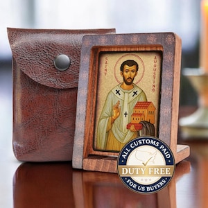 Icon travel SAINT AUGUSTINE Hand made perfect present religious picture beautiful icon religious icon,  Baptism gift, Communion gift, Patron