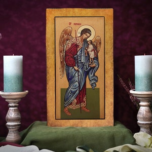 Icon Archangel Raphael Hand made perfect present, religious picture, beautiful icon, religious icon, Baptism gift