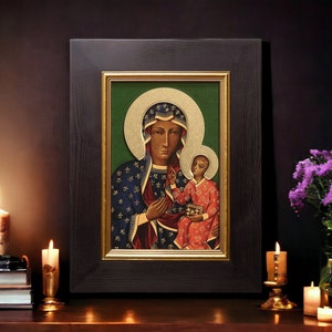 Painting Our Lady of Czestochowa Hand made Image Bild handmade icon, perfect present, religious picture, beautiful icon, religious icon