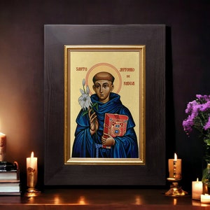 Painting Saint Anthony Hand made Image Bild handmade icon, perfect present, religious picture, beautiful icon, religious icon