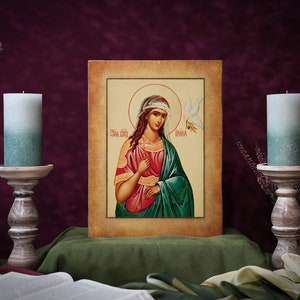 Icon Saint Irene Hand made Icoon  Ikone Icona perfect present, religious picture, beautiful icon, religious icon, Baptism gift