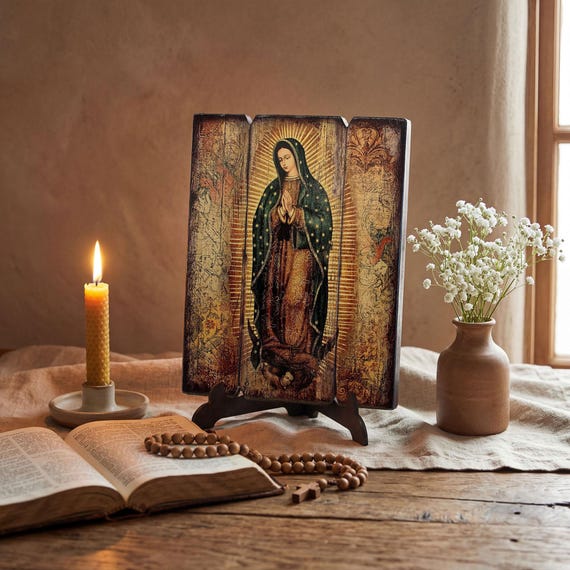 Our Lady Of Guadalupe Orthodox Icon, Catholic Wall Art, Christian Artwork, Virgin Mary, Religious Home Decor, Virgen de Guadalupe