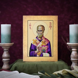 Icon SAINT NICHOLAS Hand made Ikonen Icoon  Ikone Patron handmade icon, perfect present, religious picture, beautiful icon, religious icon