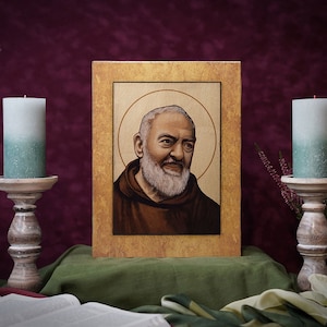 Icon FATHER PIO Hand made Ikonen Icoon Padre Pio Ikone perfect present, religious picture, beautiful icon, religious icon, Baptism gift