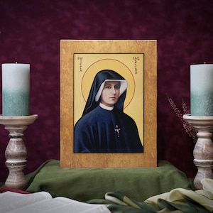 Icon Saint Faustina Hand made Ikonen Icoon  Ikone perfect present, religious picture, beautiful icon, religious icon, wedding gift
