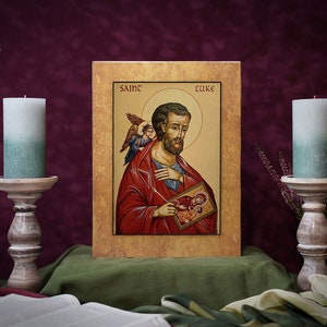 Icon Saint Luke made Ikonen Icoon Ikone Patron handmade icon, perfect present, religious picture, beautiful icon, religious icon