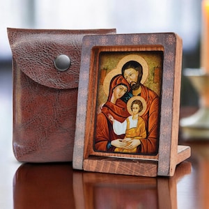 Icon travel HOLY FAMILY Hand made Ikonen Icoon  Ikone perfect present, religious picture, beautiful icon, religious icon, wedding gift