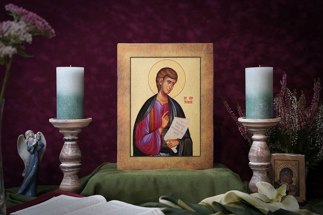 Icon Saint Thomas Tom Aquinas Hand Made Icoon Ikone Icona Perfect