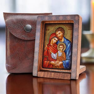 Icon travel HOLY FAMILY Hand made Ikonen Icoon  Ikone perfect present, religious picture, beautiful icon, religious icon, wedding gift